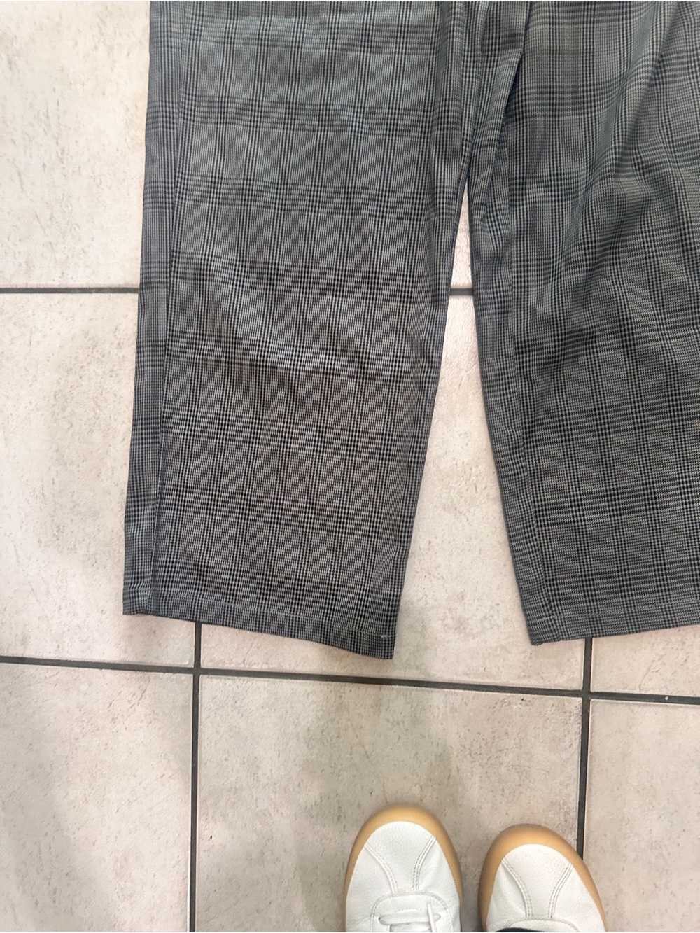 Gap mid rise twill Gray Plaid Wide-Leg Drawstring Pants petite small - Picture 5 of 10